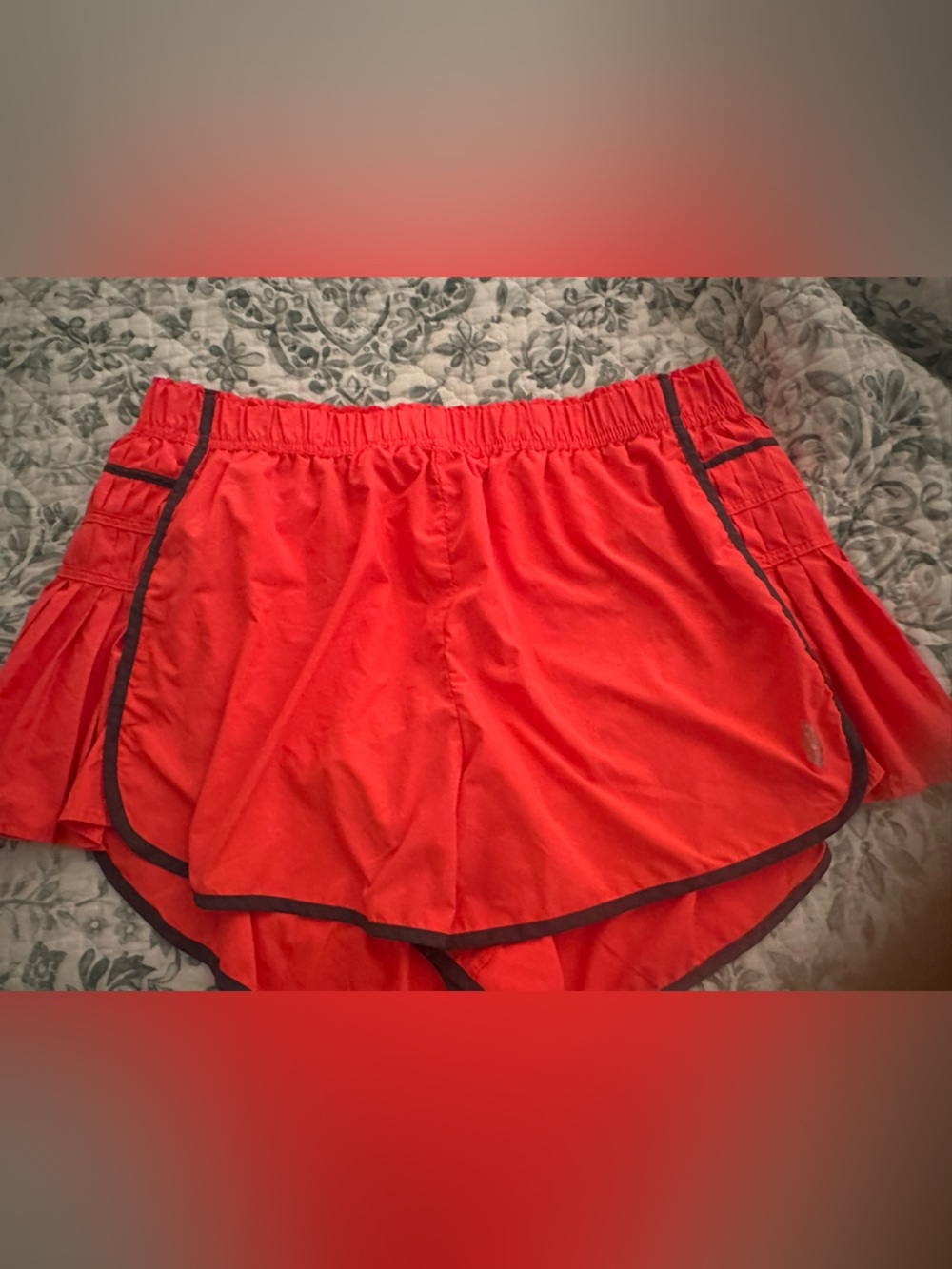 Free People Red Athletic Shorts with Black Trim Detail